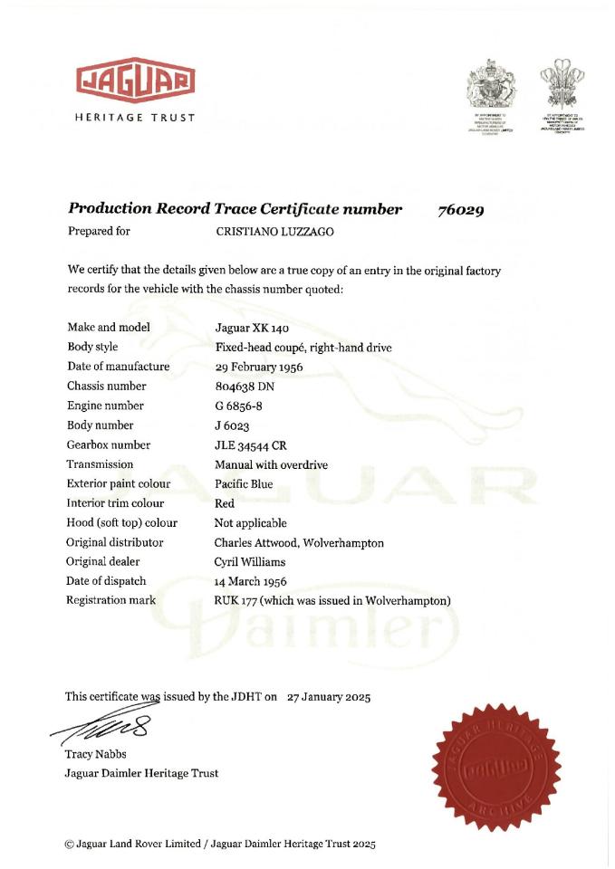 1956 Jaguar XK 140 FHC