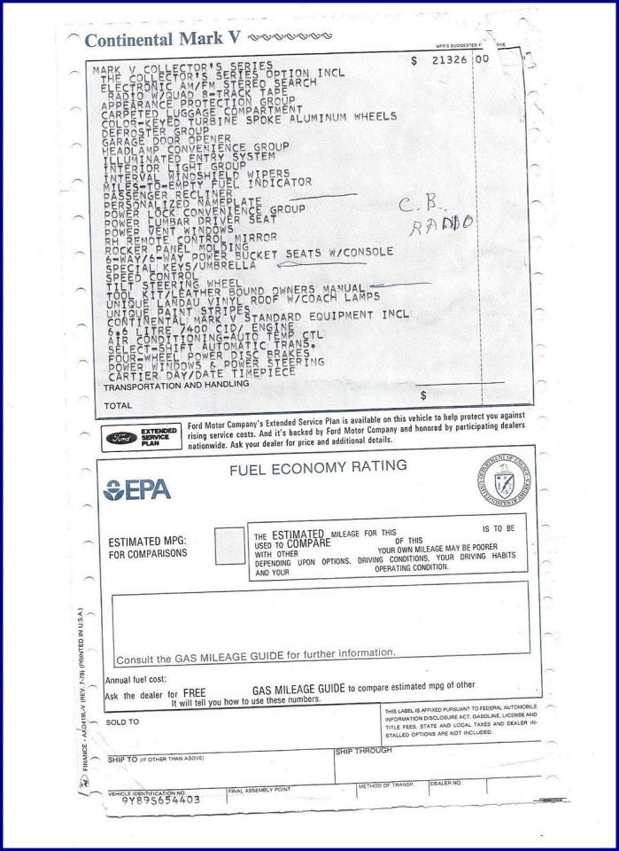 1979 Lincoln Continental MK V Collectors Series