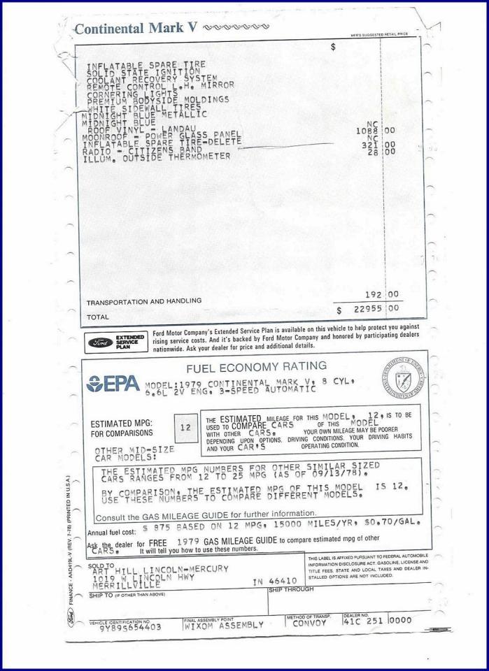 1979 Lincoln Continental MK V Collectors Series