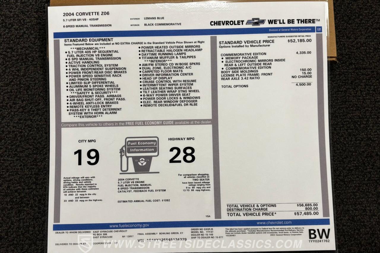 2004 Chevrolet Corvette Z06 Commemorative Edition