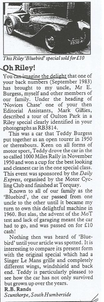 Riley 9 SPECIAL BROOKLANDS STYLE