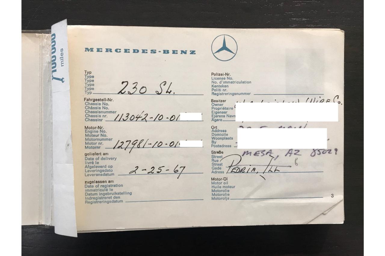 1967 Mercedes - Benz Mercedes Benz 230 SL Pagode &ldquo;Second owner and 42.000 miles since &rdquo;