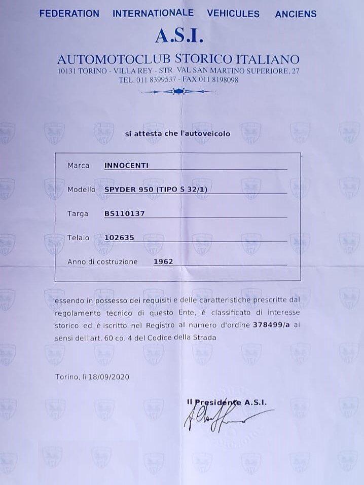 1962 Innocenti 950 SPIDER