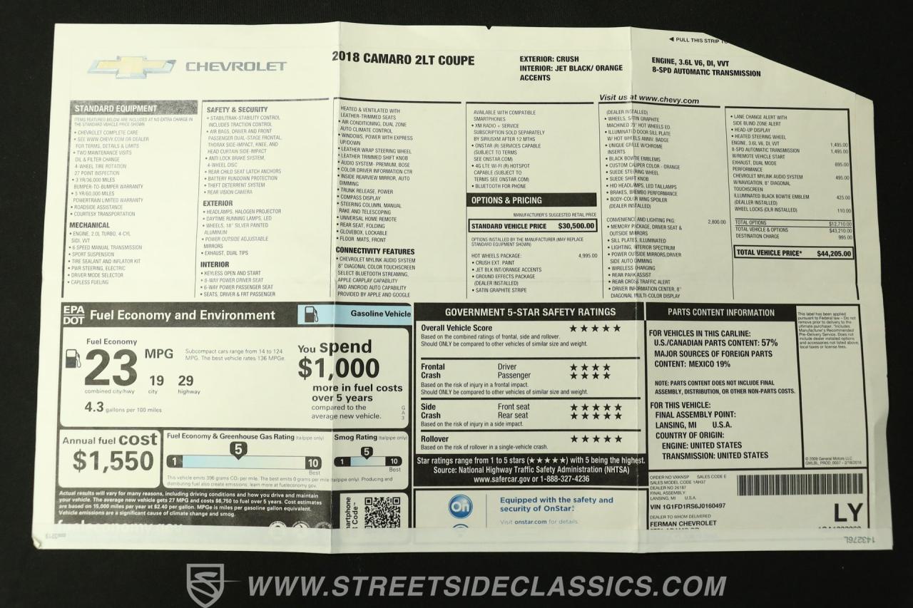 2018 Chevrolet Camaro Hot Wheels 50th Anniversary Edition