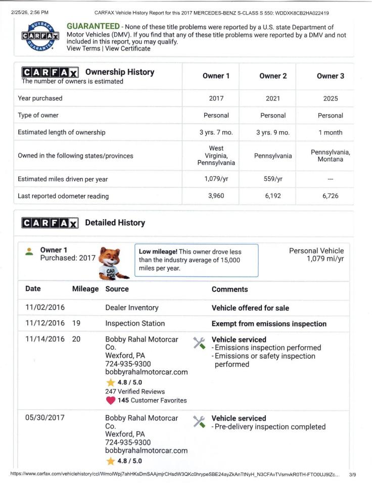 2017 Mercedes - Benz S550