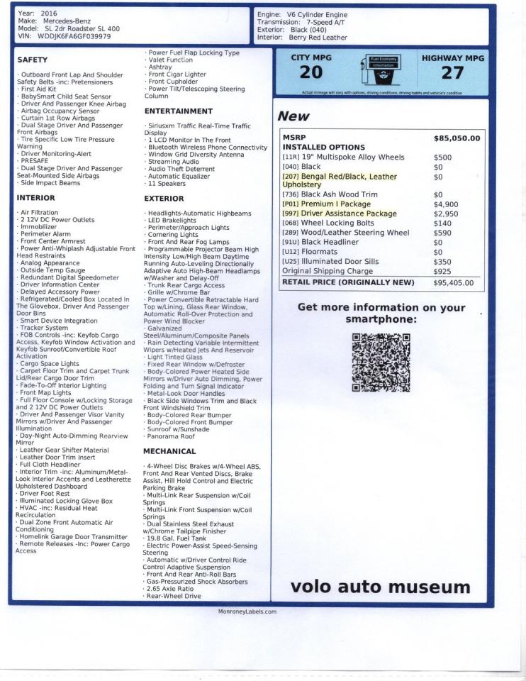 2016 Mercedes - Benz SL400