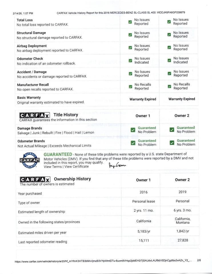 2016 Mercedes - Benz SL400