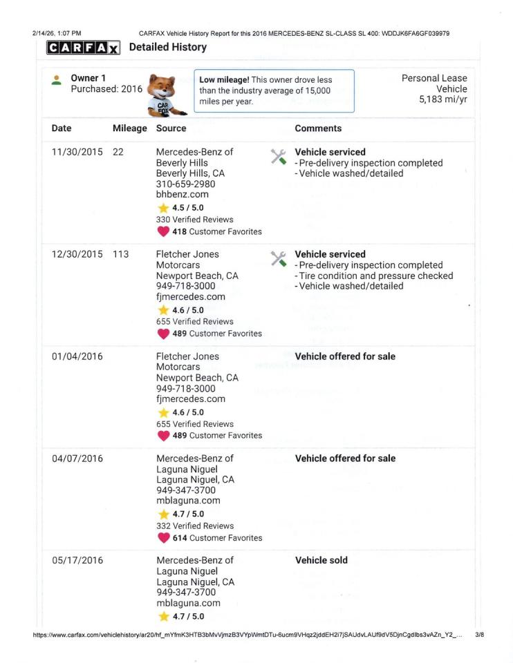 2016 Mercedes - Benz SL400