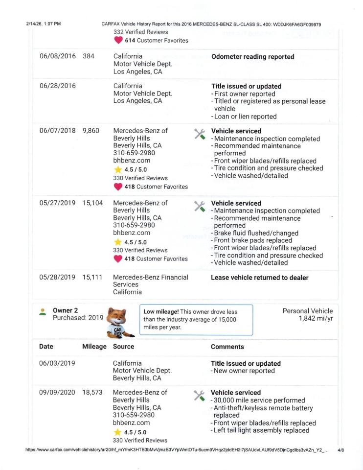 2016 Mercedes - Benz SL400