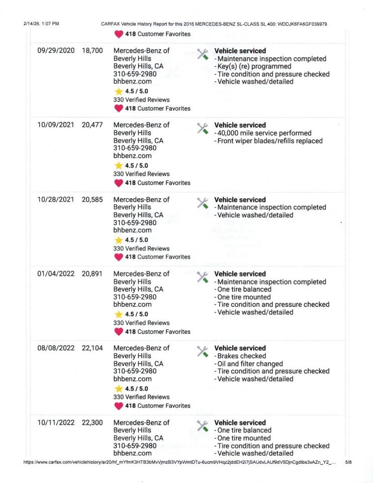 2016 Mercedes - Benz SL400