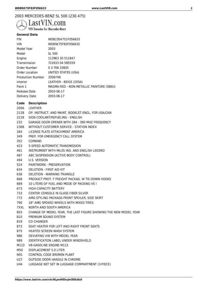 2003 Mercedes - Benz SL-Class