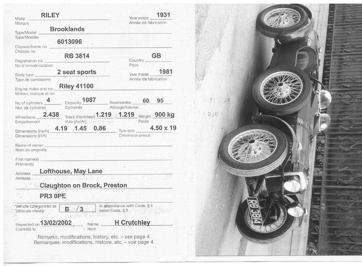 Riley 9 SPECIAL BROOKLANDS STYLE