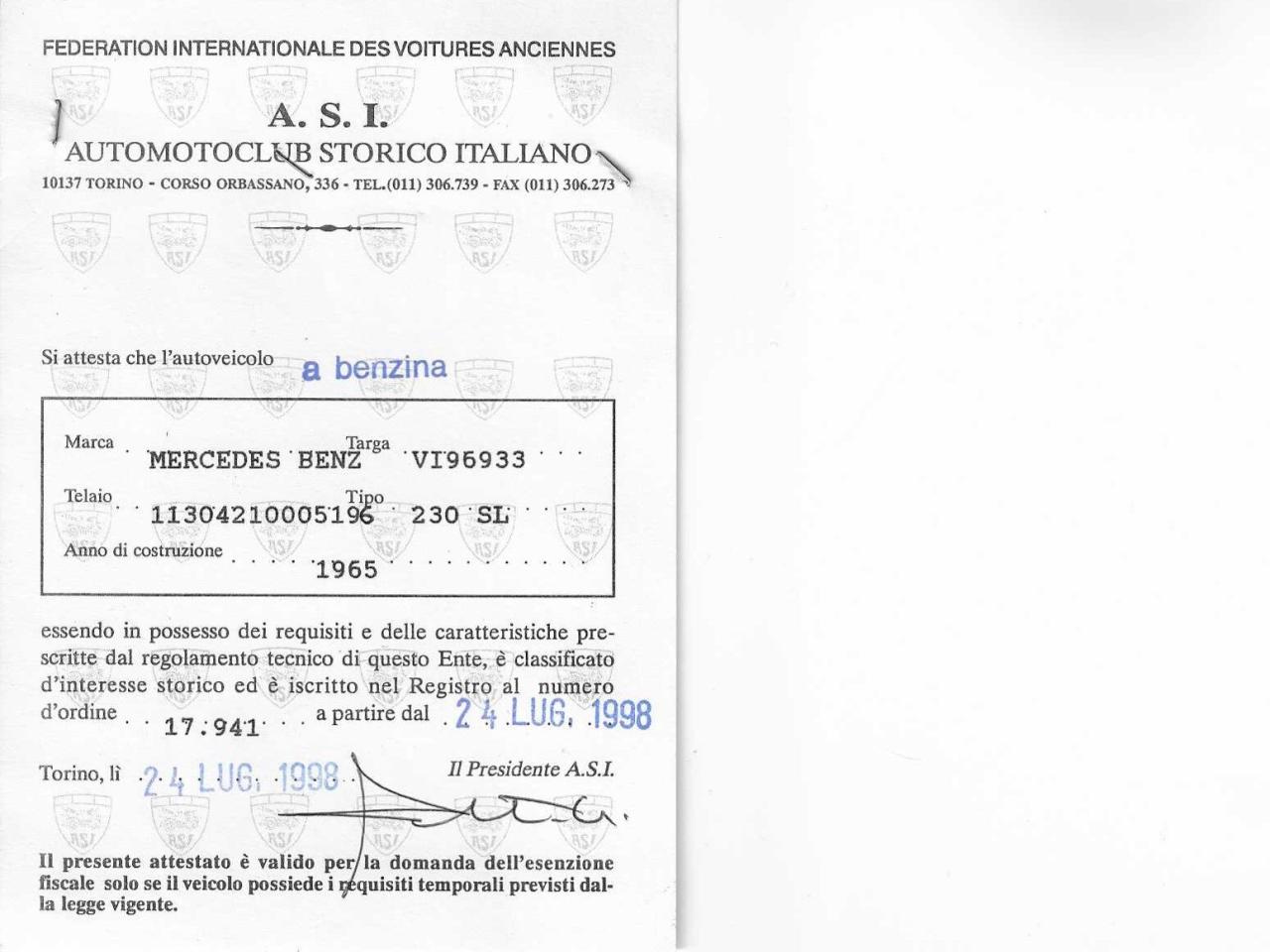 1965 Mercedes - Benz 230 SL PAGODE
