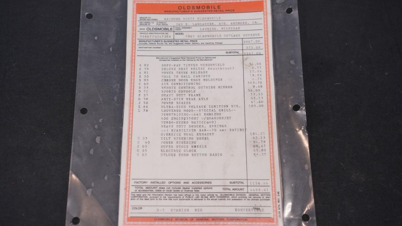 1967 Oldsmobile Cutlass 442 Convertible