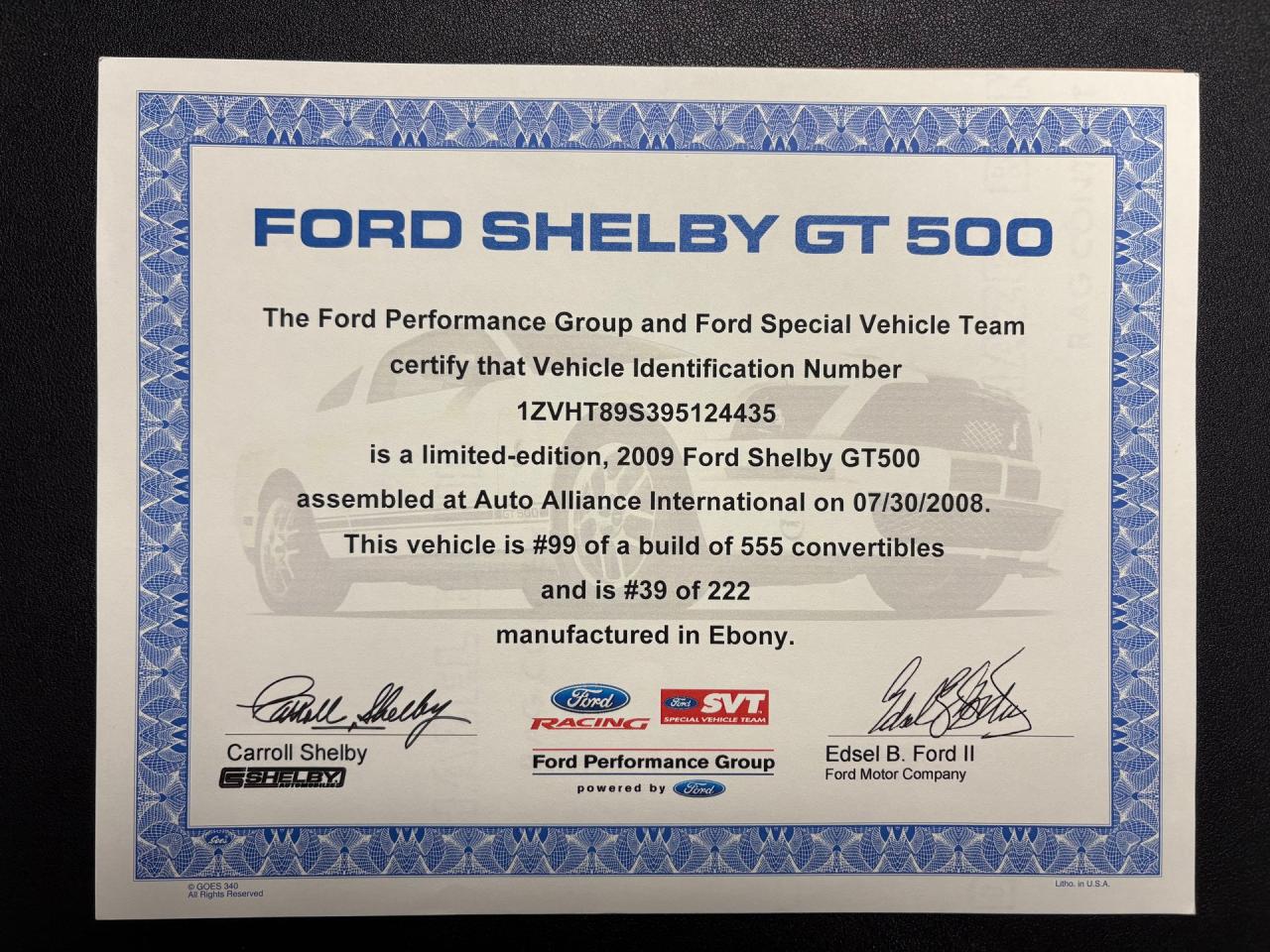 2009 Ford Mustang Shelby GT500 Convertible