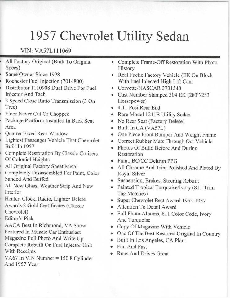1957 Chevrolet 150 Utility Sedan Fuelie