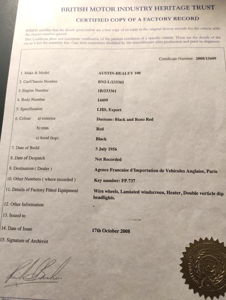 1956 Austin - Healey 100-4 BN2