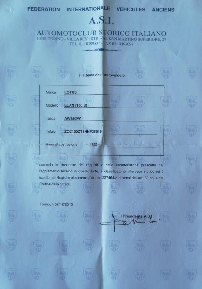 1992 Lotus ELAN 1.8 TURBO (100B)