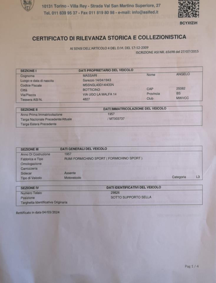 1957 Rumi FORMICHINO SPORT