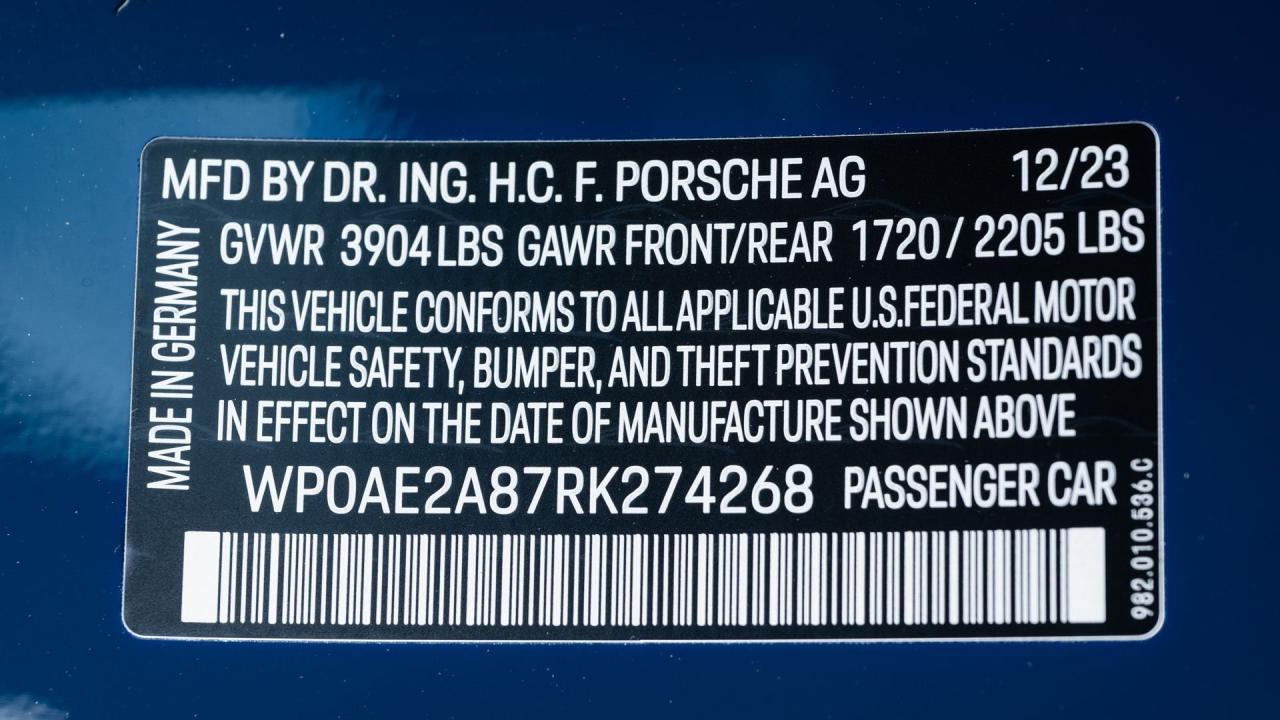 2024 Porsche 718 Cayman GT4 RS Weissach Package