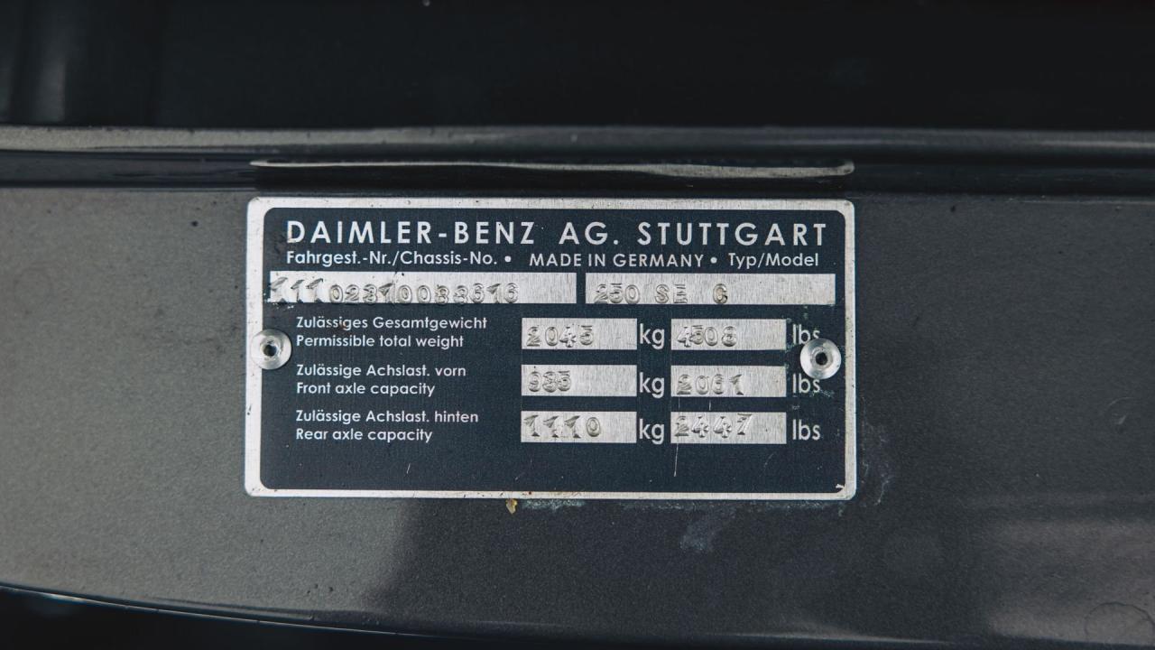 1967 Mercedes - Benz 250 SE Cabriolet