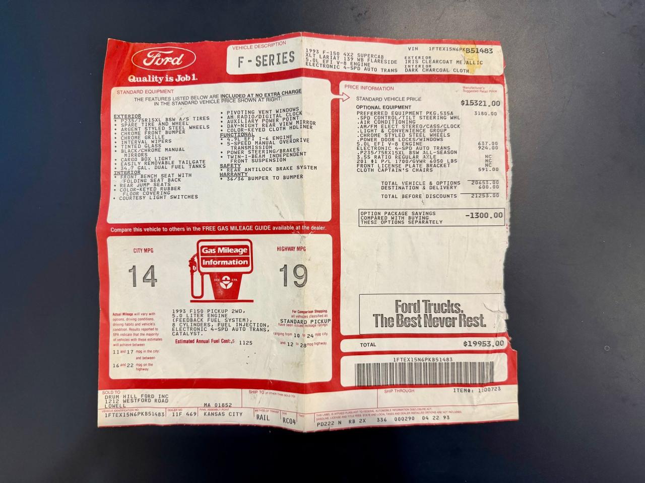 1993 Ford F-150 XLT SuperCab Flareside