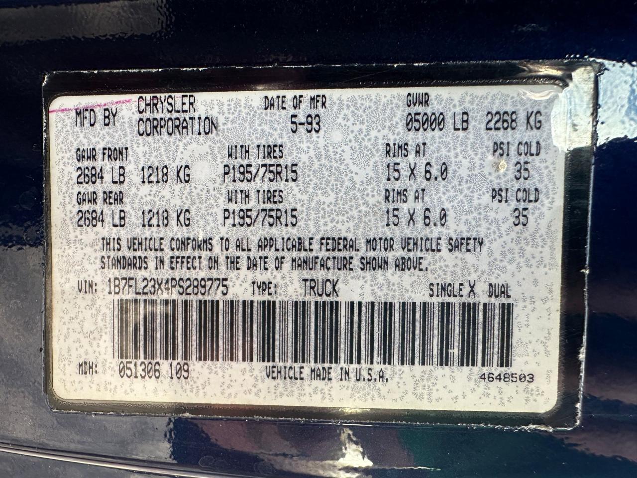 1993 Dodge Dakota LE Extended Cab