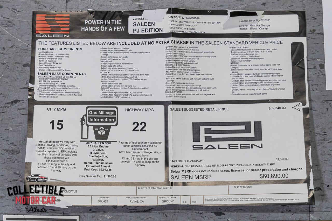 2007 Ford Mustang Parnelli Jones Limited Edition