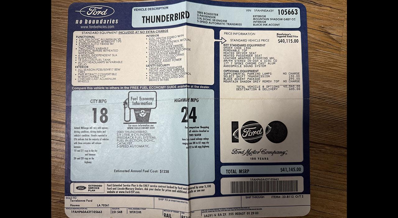 2003 Ford Thunderbird
