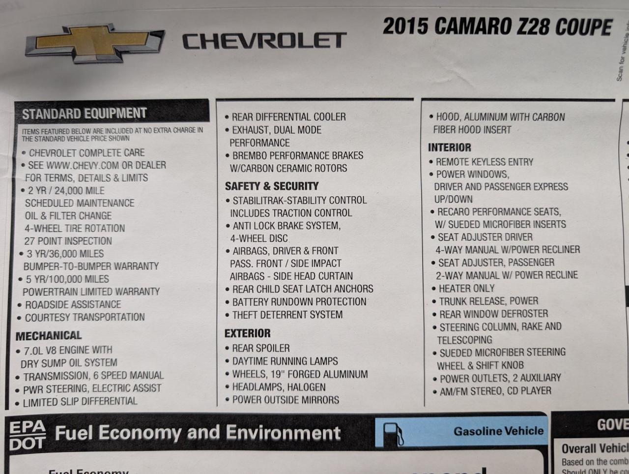2015 Chevrolet Camaro Z28