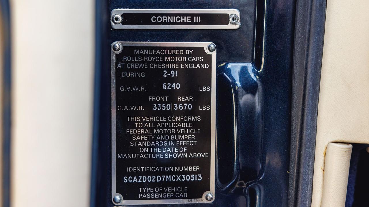 1991 Rolls - Royce Corniche III
