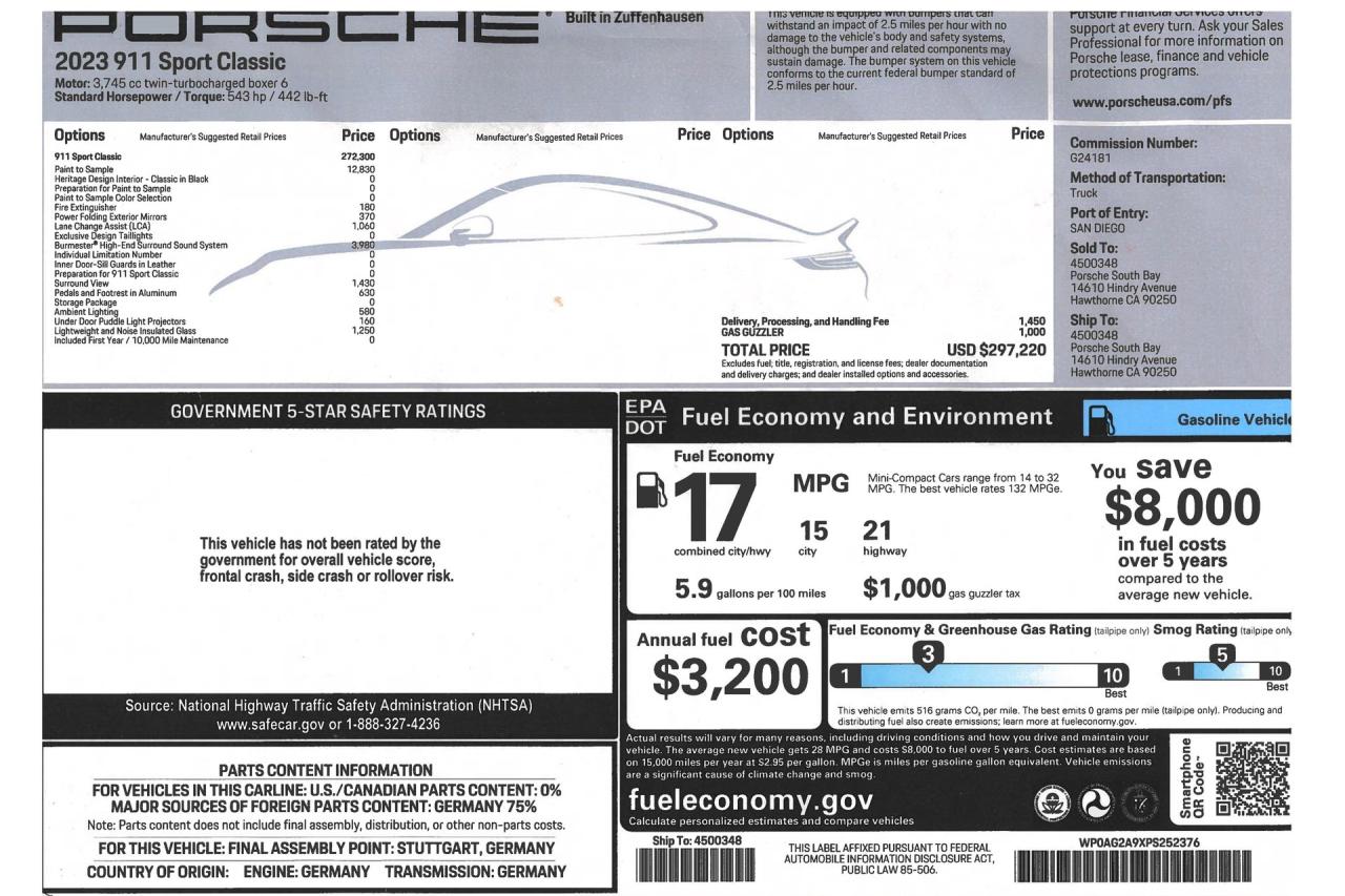 2023 Porsche 911 Sport Classic