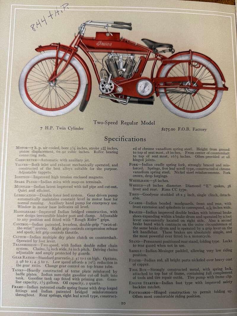 1913 INDIAN HEDSTROM TWO-SPEED REGULAR 7HP