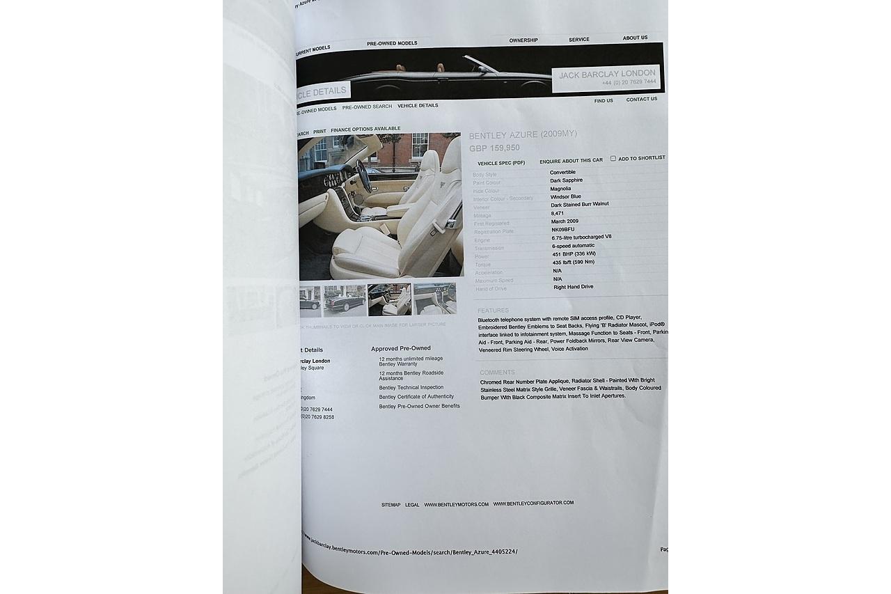 2009 Bentley Azure Mulliner