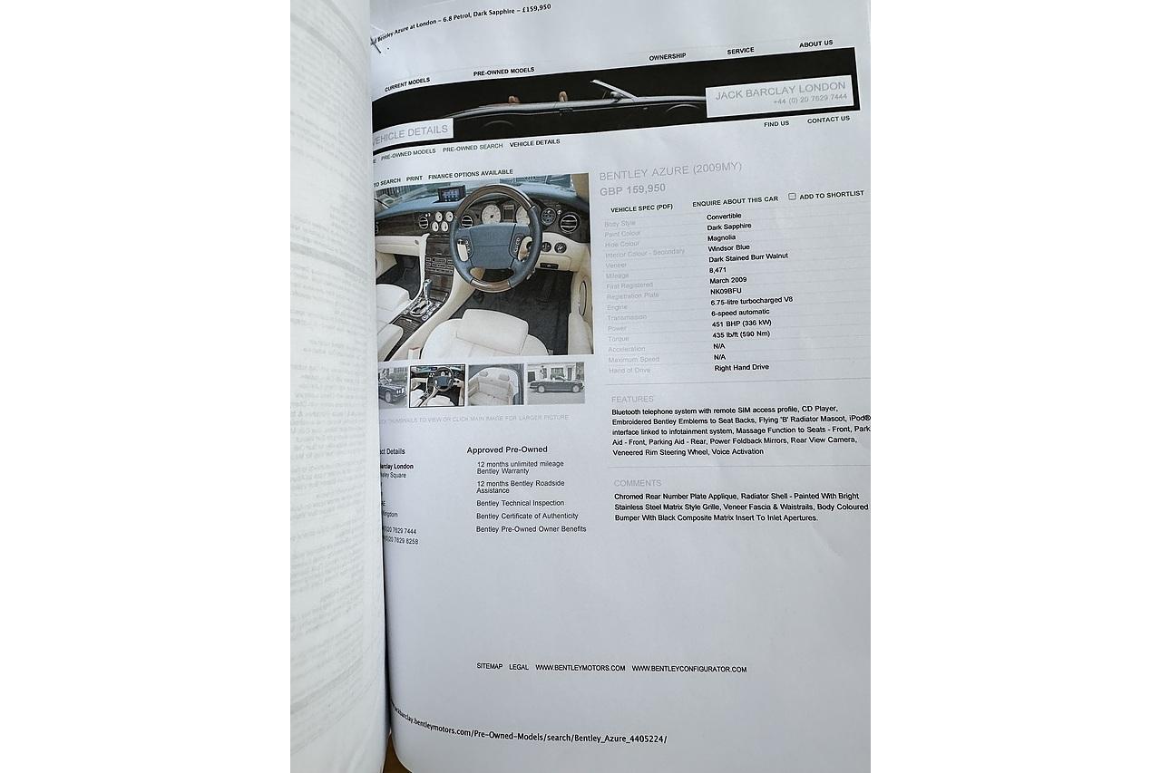 2009 Bentley Azure Mulliner