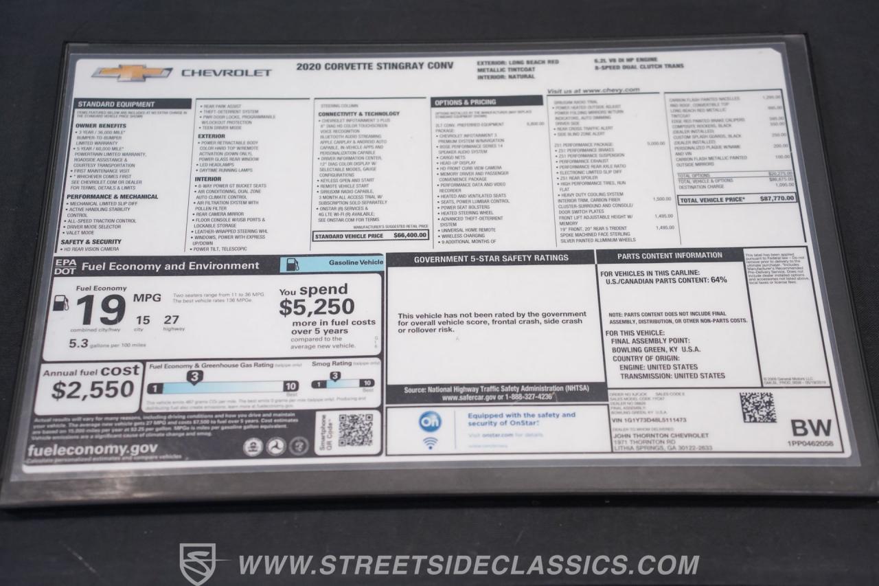 2020 Chevrolet Corvette 2LT Z51 CONVERTIBLE