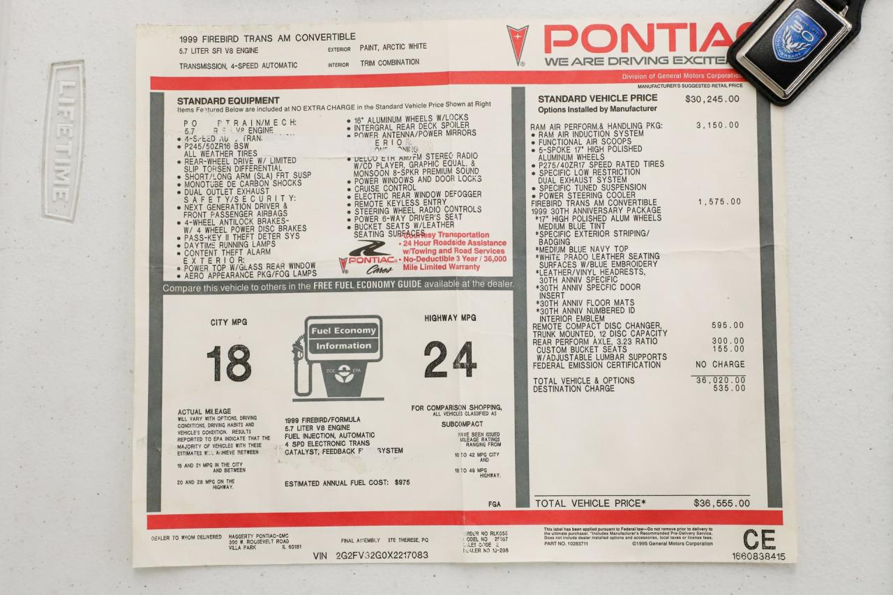 1999 Pontiac Trans Am 30th Anniversary