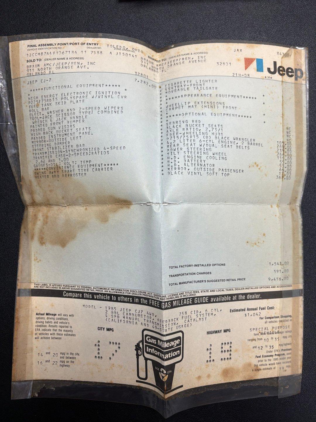 1985 Jeep CJ7 4X4