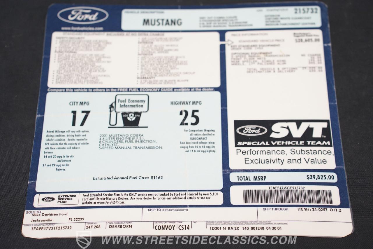 2001 Ford Mustang Cobra SVT Supercharged