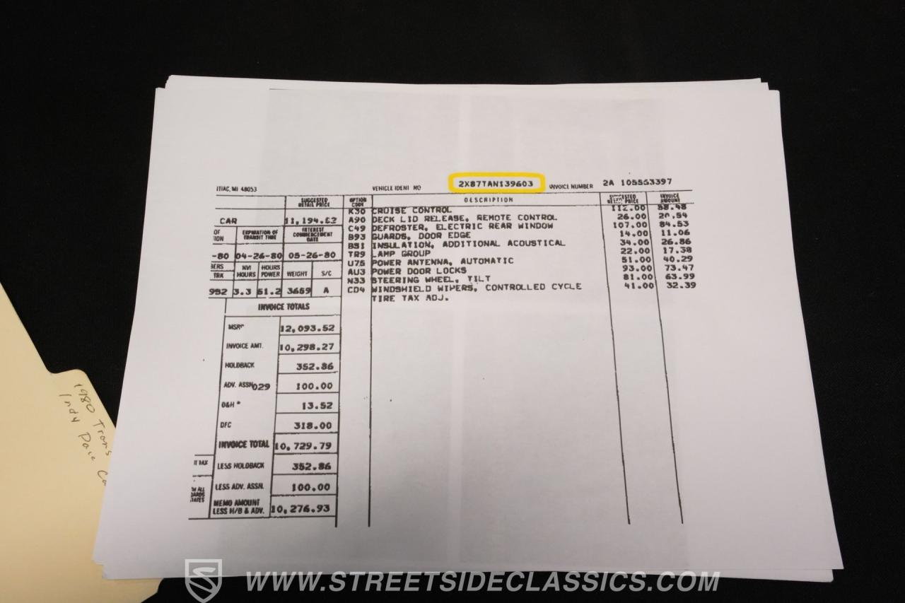 1980 Pontiac Firebird Trans Am Turbo Pace Car