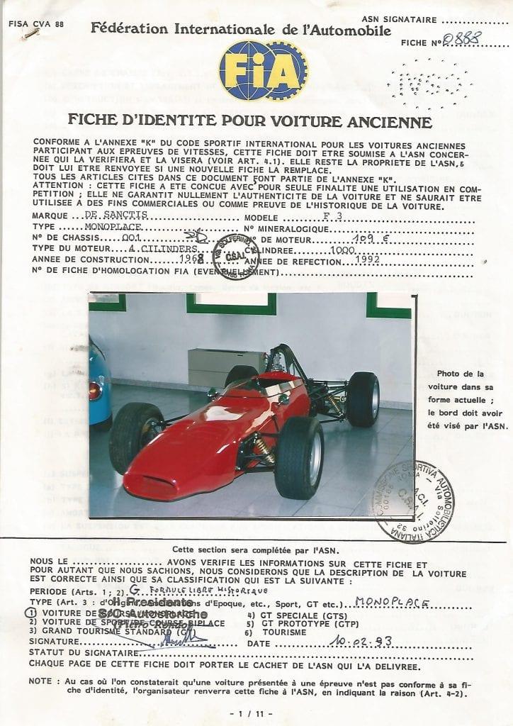 De Sanctis FORMULA 3 telaio 001
