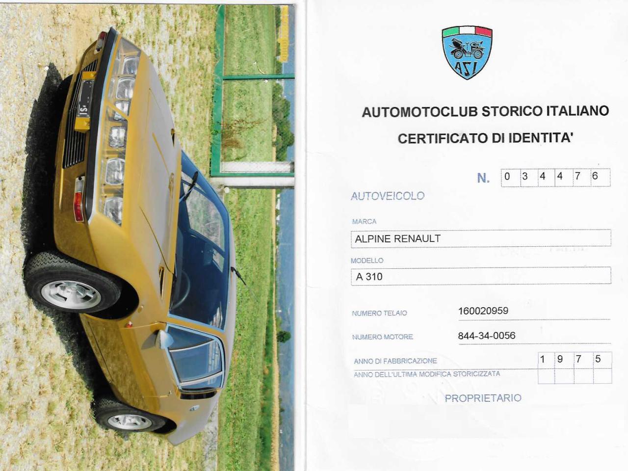 1975 Alpine A 310 1600 VF 1975