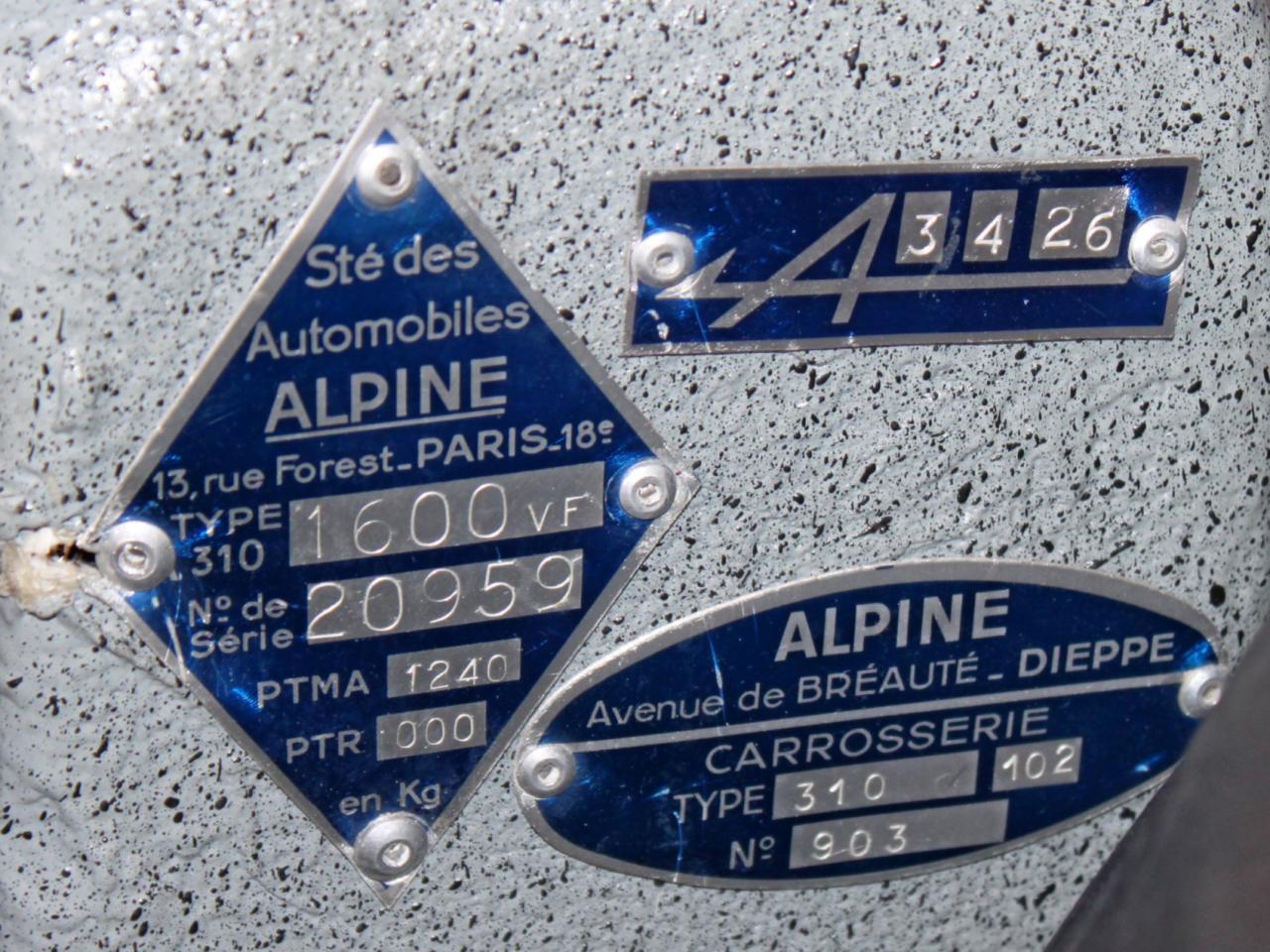 1975 Alpine A 310 1600 VF 1975