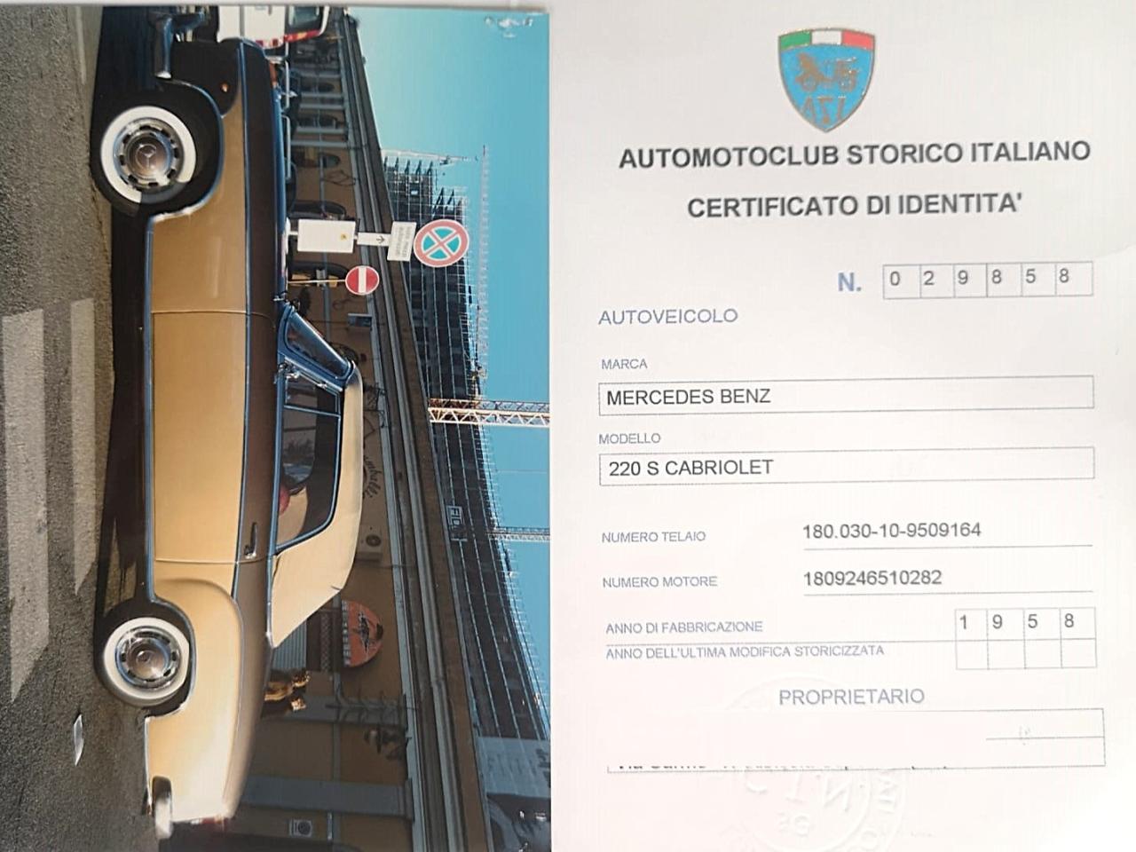 1959 Mercedes - Benz 220S CABRIOLET 1959
