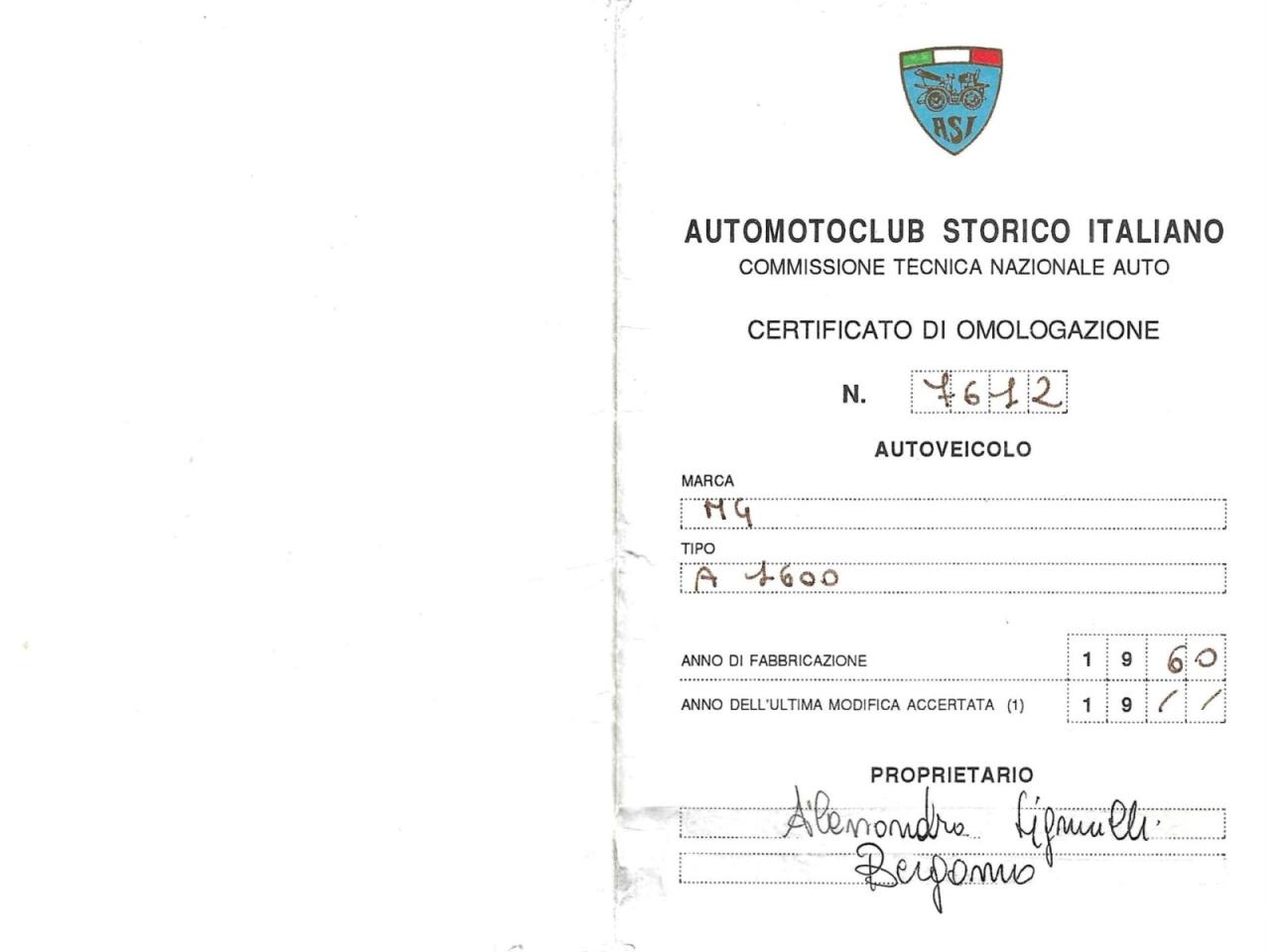 1960 MG A 1600 ROADSTER 1960