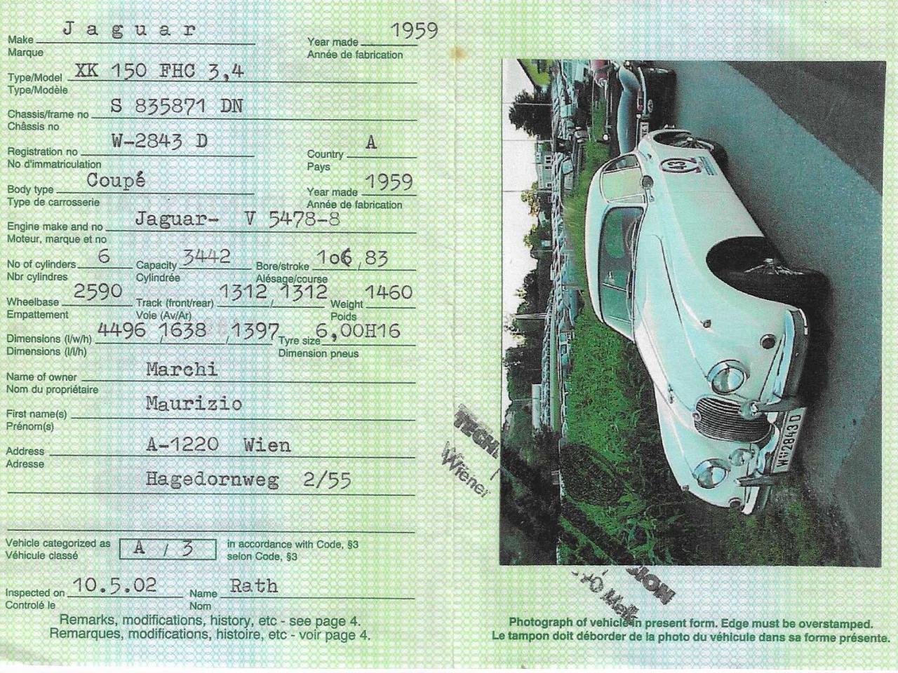 1958 Jaguar XK 150 FHC 3.4 LITRE 1958