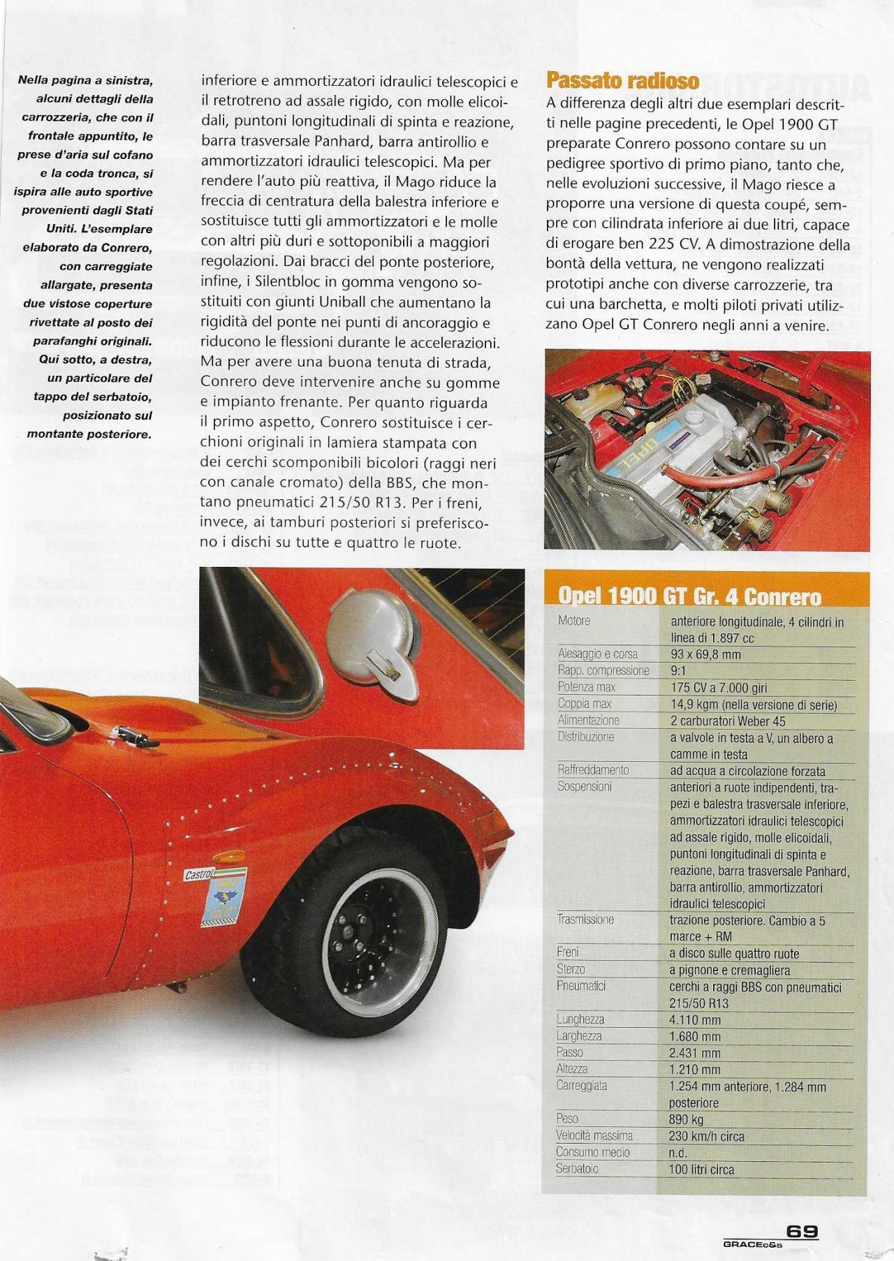 1906 Opel 1900 GT GROUP 4 OFFICIAL TEAM CONRERO 1970 VIN 941906704