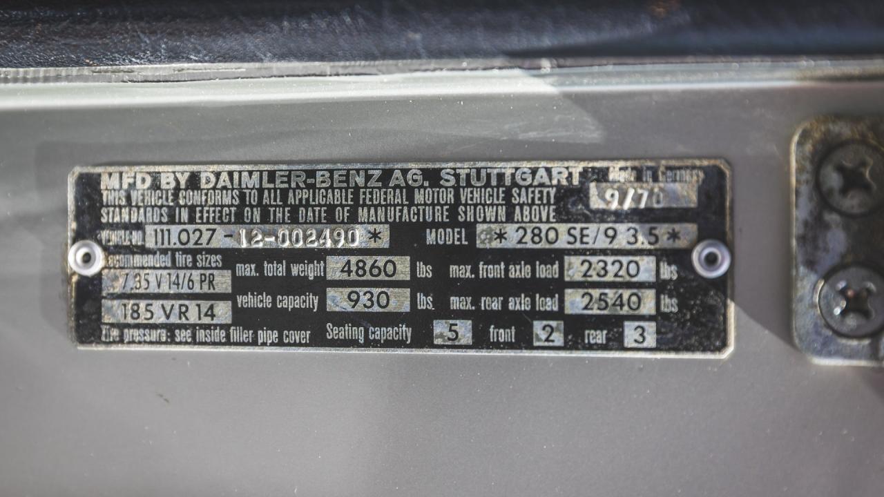 1971 Mercedes - Benz 280 SE 3.5 Cabriolet