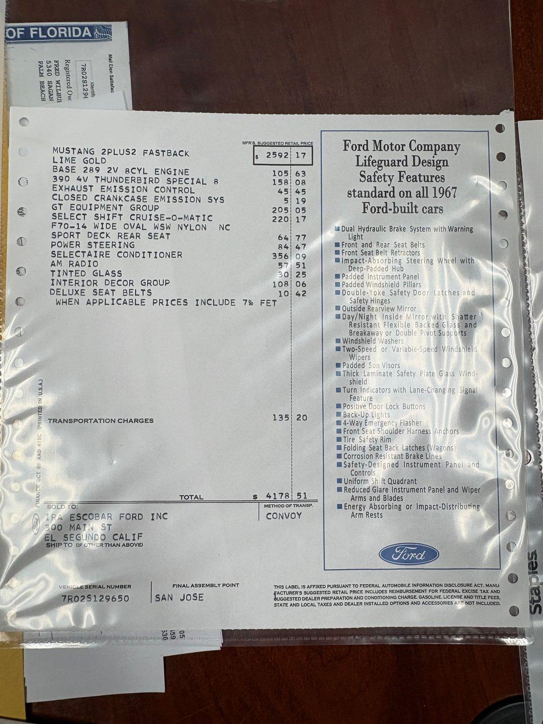 1967 Ford Mustang GTA Fastback S Code