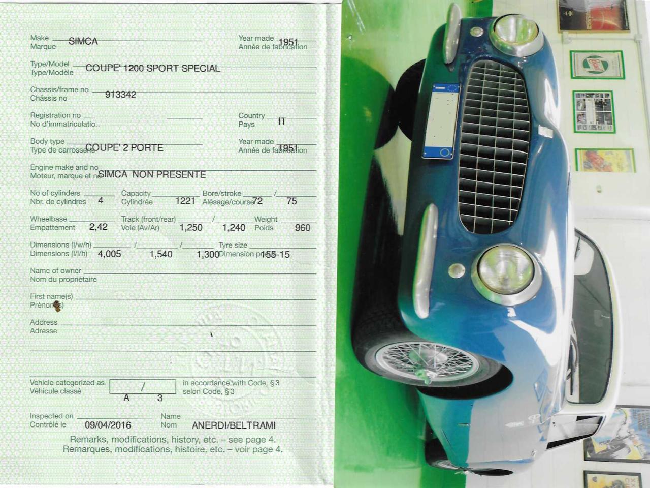 1951 Fiat SIMCA () 8 SPORT 1200 COUPE SPECIAL 1951
